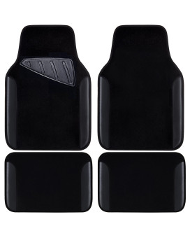 CAR PASS Waterproof Universal Fit Car Floor Mats, Faux Leather Car Carpet Mats, Black Car Mats with Anti-Slip Nibbs Backing & Driver Heel Pad Fit for SUV,Vans,sedans, Trucks,Set of 4pcs(All Black)