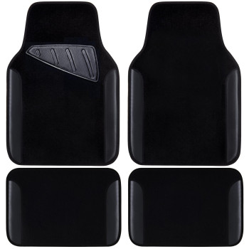 CAR PASS Waterproof Universal Fit Car Floor Mats, Faux Leather Car Carpet Mats, Black Car Mats with Anti-Slip Nibbs Backing & Driver Heel Pad Fit for SUV,Vans,sedans, Trucks,Set of 4pcs(All Black)