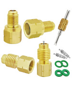 Boltigen R1234YF Refrigerant Tank Adapters, R12 to R1234YF Adapter Connector, 1/2 LH to 1/4 Flare R1234YF Vacuum Pump Adapter Fittings with Valve Core Remover