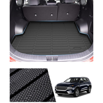 Sunsdrew Cargo Liner for Hyundai Santa Fe 2021 2022 2023 Santa Fe Hybrid/Santa Fe Plug-in Hybrid 2022 2023 Accessories All Weather Cargo Mat Waterproof Trunk Car Mat Heavy Duty Black