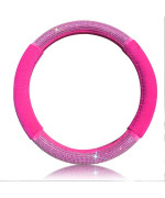 Fluffy Bling Diamond Car Steering Wheel Cover for Women/Girls,SUV Steering Wheel Protector,Warm Accessories for Winter,Universal Use(38cm-M, rose pink)