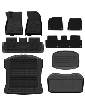 Komsepor Floor Mats for Tesla Model 3 2021 2022 Double Layer Removable TPE Cargo Liners All Weather Waterproof Anti-Slip (Set of 6 Mats)