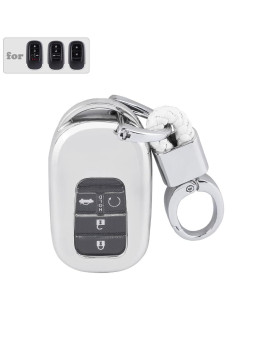 1797 Key Fob Cover for 2022 2023 Honda Civic Accord Keychain Car Key Case Shell Accessories TPU Silver