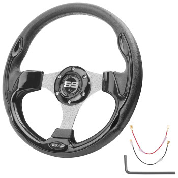 WEKANI Golf Cart Steering wheel for EZGO YAMAHA and Club Car Precedent Most Golf carts Black