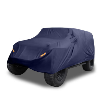 X AUTOHAUX SUV Car Cover Fit for Jeep Wrangler JK JL 2 Door 2007-2021 Outdoor Waterproof Sun Rain Dust Wind Snow Protection 210D Oxford Navy Blue