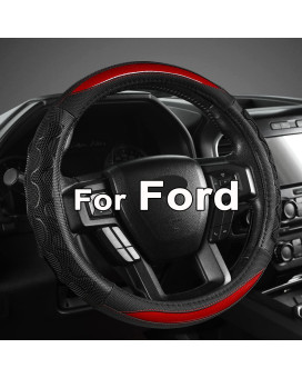 GIANT PANDA Car Steering Wheel Cover for Ford F150 F250 F350 Expedition 15.5-16 inches - Red