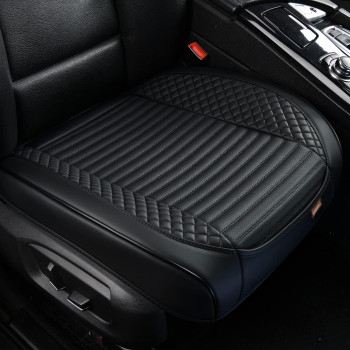 TIEHESYT Black Leather Seat Covers for Cars, 2PCS Seat Cover Front Bottom Seat Cushion Cover, Universal for Most Vehicles, Automotive Interior Seat Protector, Car Seat Cover for Men and Women