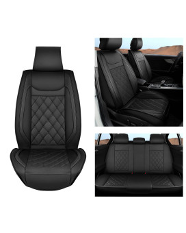 Nilight 5 Car Seat Covers Waterproof Faux Leather Cushions Anti-Slip Universal Fit for 5 Passenger Cars Hyundai Honda Accord Kia Civic Corolla Camry CR-V RAV4 Fusion SUV Truck (Full Set, Black)