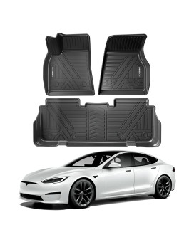 Floor Mats for Tesla Model S 2016-2019, NOVSIGHT TPE Floor Liners Fit Model S 1st & 2nd Row All-Weather Protector Floor Mat Waterproof Black Non-Slip