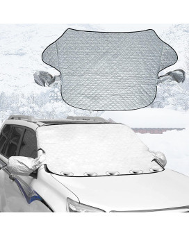 Ajxn Windshield Snow Ice Cover Winter Frost Cover for Car Wind-Proof Magnetic Edge Keeps Ice Snow Frost Off Fits Most Vehicle Silver 7 (57*47)