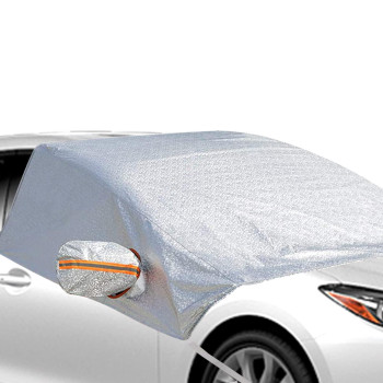 Ajxn Car Windshield Snow Cover, Universal Windshield Ice Cover Protect Windshield and Mirror Covers from Snow, Ice, Frost and Sun Shade Silver 8 (73.7*66.5)