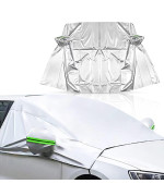 Ajxn Extra Large Windshield Snow Ice Cover with Side Mirror Covers, Protects Windshield and Wipers from Weatherproof, Rain, Sun, Frost, Vehicles, Cars Trucks Vans and SUVs Silver 10 (37 * 25.6)