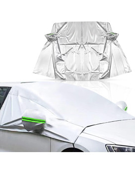 Ajxn Extra Large Windshield Snow Ice Cover with Side Mirror Covers, Protects Windshield and Wipers from Weatherproof, Rain, Sun, Frost, Vehicles, Cars Trucks Vans and SUVs Silver 10 (37 * 25.6)