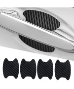 TRNOI Car Door Handle Protector,Carbon Fiber Anti-Scratches Car Door Cup Protector,Auto Door Handle Protective Film(Black,4PC)