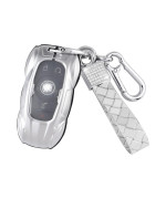 CARFIB for Buick Accessories Enclave Encore Envision Lacrosse Regal TourX Verano 2022 2021 2020 Key Fob Cover Car Remote Key Case Holder Shell Bling Key Chain Women Men Metal Silver