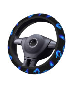 Dragon Blue Flames Steering Wheel Cover - Universal Elastic Stretch Steering Wheel Covers Fits Most Vehicles