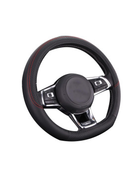 Yinuoday Car Steering Wheel Cover D Type Microfiber Leather Anti- Slip Flat Bottom Steering Wheel Cover 14. 5-15. 25 Universal Fit for Men Women