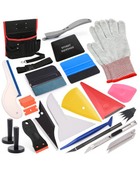 EHDIS Vinyl Wrap Tool Window Tint Kit with Tool Pouch for Car Wrapping Installation with Vinyl Applicator Squeegee,Anti-Static Vinyl Gloves,Film Cutter,Wrap Stick,Plastic Scraper,Wrap Magnet Holder