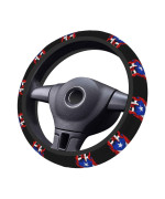 Puerto Rico Flag Steering Wheel Cover - Universal Elastic Stretch Steering Wheel Covers Fits Most Vehicles