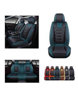 OASIS AUTO Car Seat Covers Premium Waterproof Faux Leather Cushion Universal Accessories Fit SUV Truck Sedan Automotive Vehicle Auto Interior Protector Full Set (OD-004 Teal Blue)