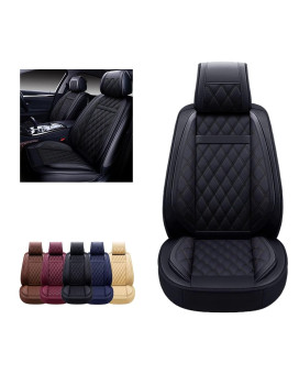 OASIS AUTO Car Seat Covers Premium Waterproof Faux Leather Cushion Universal Accessories Fit SUV Truck Sedan Automotive Vehicle Auto Interior Protector Front Pair (OS-002 Tan)