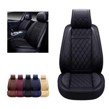 OASIS AUTO Car Seat Covers Premium Waterproof Faux Leather Cushion Universal Accessories Fit SUV Truck Sedan Automotive Vehicle Auto Interior Protector Front Pair (OS-002 Tan)