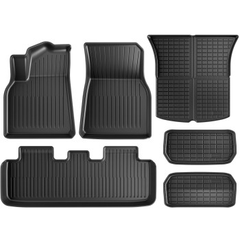 Maysoo Floor Mats for Tesla Model Y 2023-2020 All-Weather Cargo Liner Floor Mats Front and Front Cargo Floor Mats (Set of 6 - Not for 7 Seats)