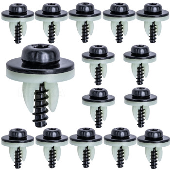 Rexka 15 Sets Engine Splash Shield Screws for Ford - T30 Torx Head Bolts and Grommets for Undertray Engine Fender Liner Deflector Grille for Ford Escape F-150 Edge Focus Fusion C-Max S-Max Lincoln