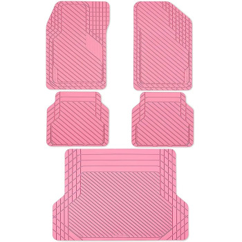 BaseLayer Cut-to-Fit Pink 4-Piece Car Mats & Cargo Liner Mats - Universal Waterproof Floor Mats for Most Vehicles, Durable All-Weather Mats - Made in USA