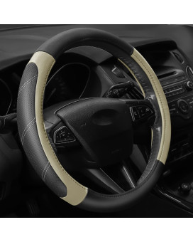 Didida Microfiber Leather Steering Wheel Cover Sporty Car Wheel Cover for Men and Women Universal 14 1/2 inch to 15 inch Breathable for Car Truck SUV Jeep Beige