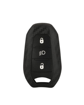 OTMIK Carbon Fiber Silicone Car Key Cover Case fit for Peugeot 308 408 5008 Opel Citroen C3 C5 DS5 Key Shell Accessories (Black 3 Buttons B)