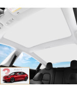 TUCAREST Fit for 2017-2020 Tesla Model 3 Front and Rear Roof Sunshade, Foldable Sunroof Shade Cover with Heat Insulation Film and Double Layer UV Protection - Set of 4 Pcs White