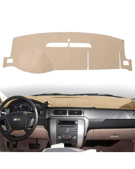 HanLanKa Dashboard Cover Dash Mat Compatible with 2007-2014 Chevy Chevrolet Tahoe Suburban,2007-13 Chevy Avalanche Silverado 1500 2500 3500 LTZ/GMC Sierra SLT Denali,2007-14 GMC Yukon XL (Beige)