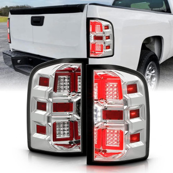 ACANII - For 2007-2013 Chevy Silverado 1500 2500HD 3500HD Chrome Upgrade Full LED Tail Lights Brake Lamps Left+Right