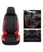 Pariitadin Leather Car Seat Covers Front Pair, Waterproof Faux Leather Seat Covers for Cars, Non-Slip Car Interior Covers Universal Fit for Most Cars Sedans Trucks SUVs, Black/Red Line