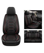 Pariitadin Leather Car Seat Covers Front Pair, Waterproof Faux Leather Seat Covers for Cars, Non-Slip Car Interior Covers Universal Fit for Most Cars Sedans Trucks SUVs, Black/Red