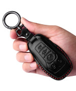 Tukellen for Ford Leather Key Fob Cover with Keychain Compatible with 2013-2016 Ford Fusion 2015-2017 Ford Mustang F-150 Explorer-Black(Red line)
