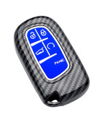 SK CUSTOM Smart Key Fob Case Compatible with Chrysler 200 300 Dodge Challenger Charger Dart for Jeep Cherokee Compass Grand Cherokee SRT Hellcat Silicone Rubber Blue Keyless Carbon Fiber Pattern