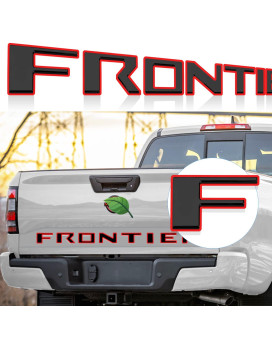 3D Raised Tailgate Insert Letters Compatible for 2022-2023 Frontier Accessories, ABS Tailgate Letters with Strong Adhesive Back (Gloss Black with Red Outline)