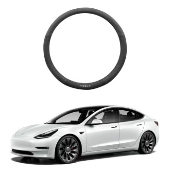 KIKIMO Tesla Model 3/Y Steering Wheel Cover 2020 2021 2022 Tesla Accessories,Tesla Steering Wheel Protection Cover Suede Fabric Anti-Slip Compatible 15 Inch Car Wheel Protector