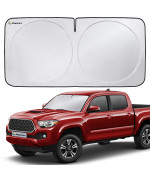 Magnelex Car Windshield Sun Shade with Storage Pouch. Reflective 240T Material Car Sun Visor with Mirror Cut-Out for Car, Truck, Van or SUV. Foldable Sun Shield for Sun Heat and UV Protection (Small)