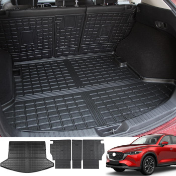 powoq Cargo Liner Compatible with 2017-2022 Mazda CX-5 Backrest Mat Trunk Mat Replacement for 2017-2019 2020 2021 2022 Mazda CX-5 Accessories (Fit 2017-2022 CX-5, Rear Backrest Mat+Rear Cargo Mat)