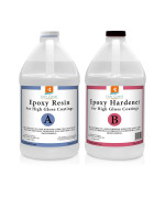 Epoxy Resin 1 gallon Kit 1:1 Resin and Hardener for High gloss coatings for Bars, Table Tops, Flooring, Art, Bonding, Filling, casting Safe for Wood, Metal, Stone, Fiberglass & More