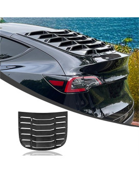 KETAI Rear Window Louvers Compatiable with 2021-2023 Tesla Model Y Classic Style Gloss Carbon ABS Plastic Rear Windshield Sun Shade Cover 2021 2022 2023