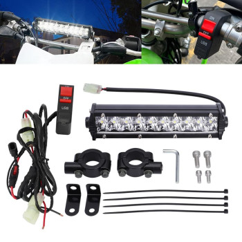 motoparty Motocross Headlight Light Bar Kit for KLX110 CRF110 TTR110 YZ250F with USB Socket Charger, 60W 2500LM Plug-n-Play Led Headlight Light Bar Lighting Kit Fits Most 7/8 Handlebars