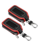 X AUTOHAUX 2Pcs Car Key Case Faux Leather Zipper Multifunctional Universal Car Fob Key Case Pocket Money Holder for Auto Remote Key Black and Red