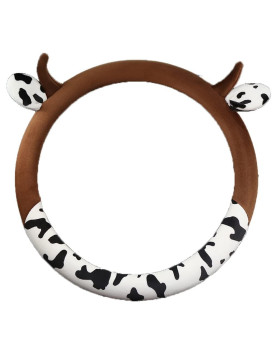 Cow Print Steering Wheel Cover Fine Plush Cow Horn Cow Print Steering Wheel Cover