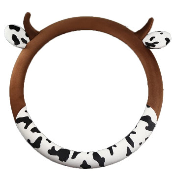 Cow Print Steering Wheel Cover Fine Plush Cow Horn Cow Print Steering Wheel Cover