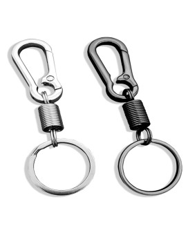 2 Pcs Zinc Keychain Clip Key Ring,Metal Carabiner Clips Keyring Keychains Chain Holder Organizer for Car And Keys Finder,Key Chains for Men Women (Pull Spring)