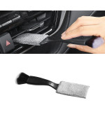 Ajxn 1 Pack Double Head Brush for Car Clean, Soft Multi-Functional Car Interior Detailing Brush, Double Ended Portable Dust Brush, Applicable for House, Car Air Vents Crevice, Office (Black)